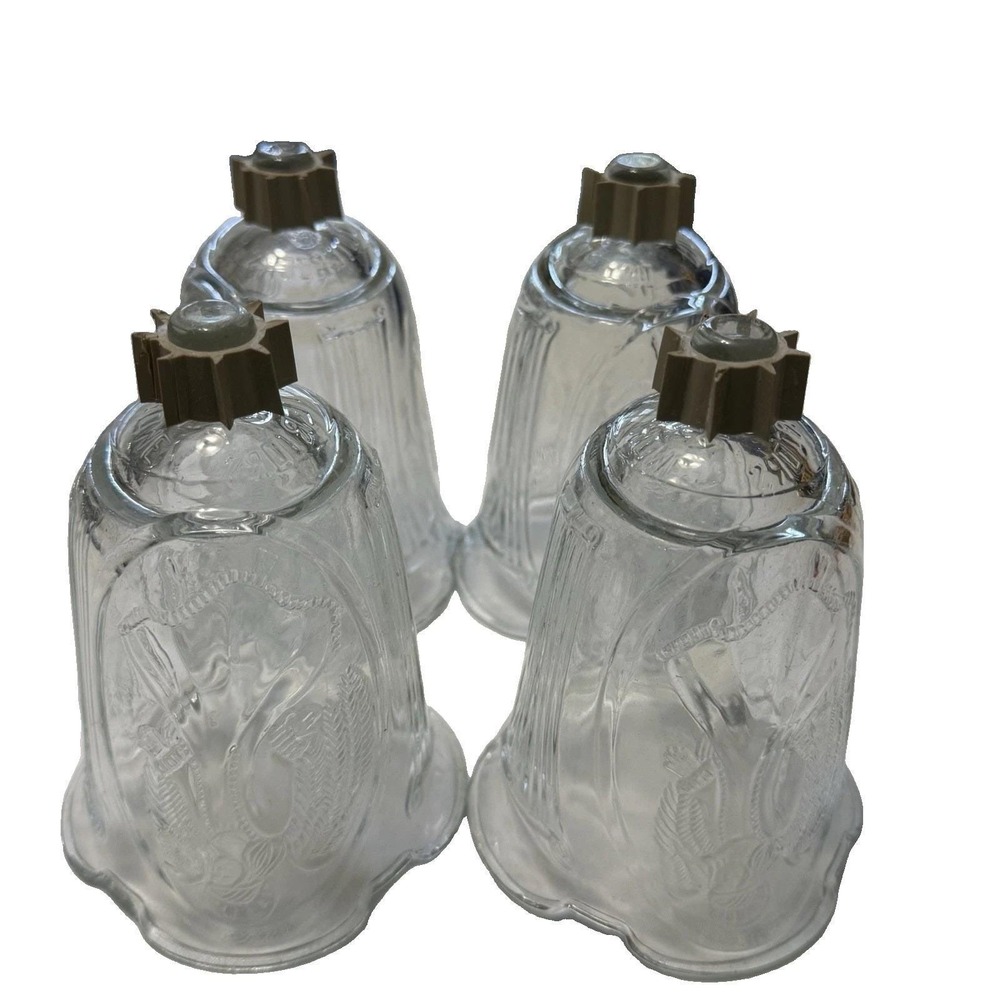 Vintage HOMCO Home Interiors Angel Glass Votive Candle Holders Set of 4 Clear - Picture 1 of 16